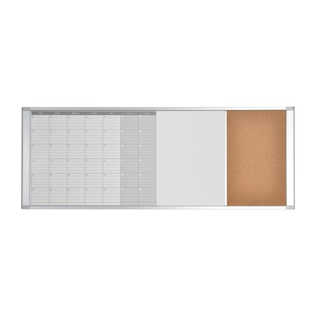 Mastervision Personal Cubicle Dry Erase Calendar & Bulletin Board Combo, Magnetic, 18"x47", Aluminum Frame XA429993700